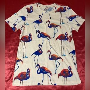 NWT Arizona Jean Company Flamingo Party Graphic T-shirt Mens Small